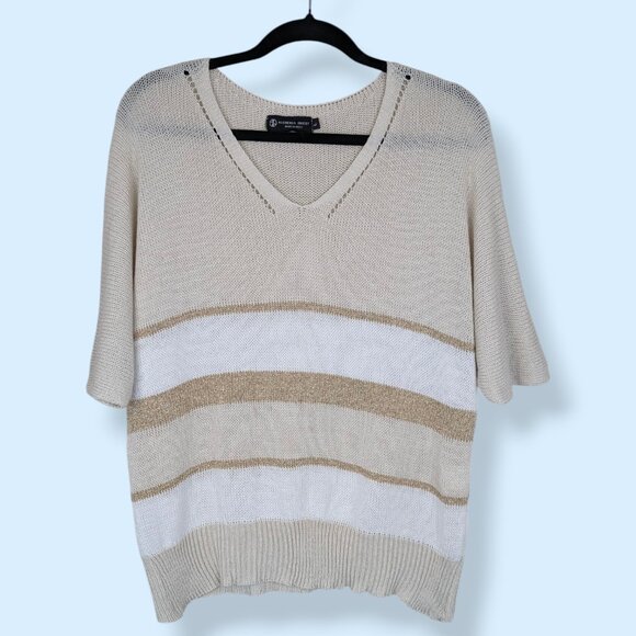 Alchemia Tricot Italian Metallic Stripe Knit Sweater - Picture 4 of 9